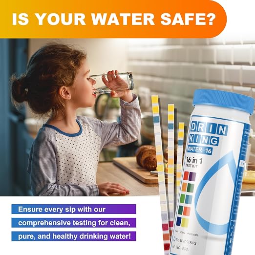 AAwipes Drinking Water Test Strips 17-in-1 100 Strips + 2 Bacteria Tester Kits, Lab-Validated Complete Water Testing for Home, Well, Tap Water, City Water, Flood Water Testing Strips (K03-100)