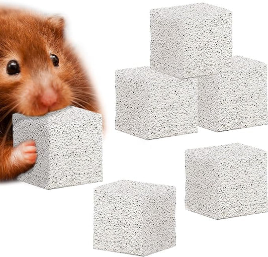Meric CoCoo Grinding Stone for Small Pets, 1.6"x1.6"x1.6" Lava Rocks, Trims Pet Teeth, Smooths Claws, Adds Calcium to Diet, Chew Toys for Rabbits, Chinchillas, Hamsters & Guinea Pigs, 6pcs per Pack