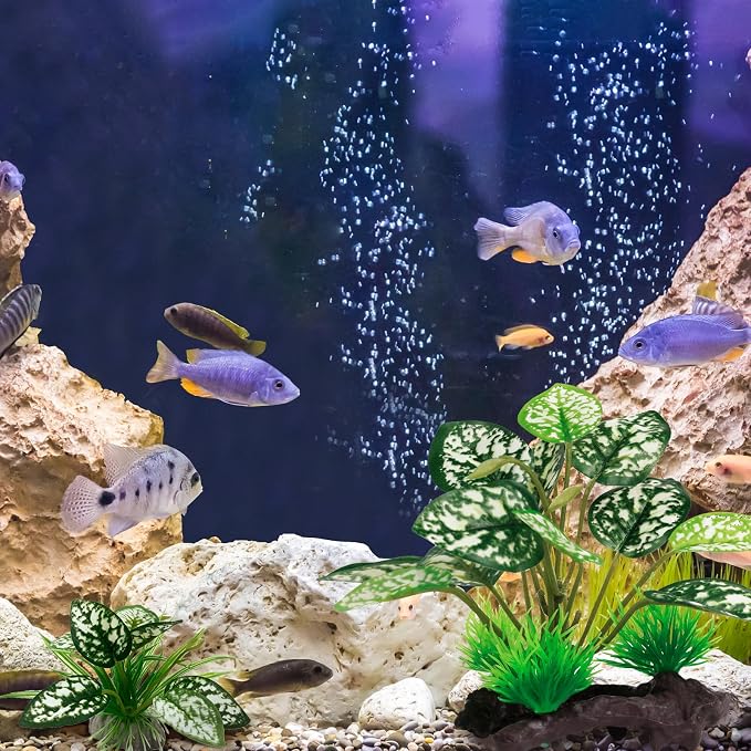 Moonorange Reptile Artificial Plants, Terrarium Plants Decorations Supplies, Aquarium Fish Tank Plant, Amphibian Habitat Hideout Tank Accessories (M Set-2pcs/B)
