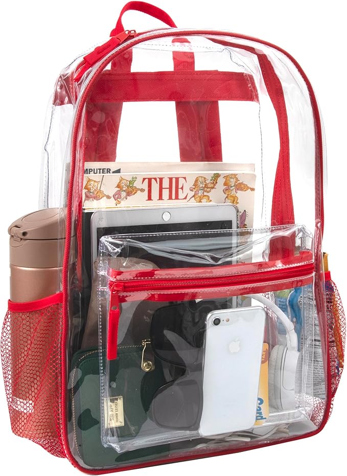Trail maker Clear Backpack Heavy Duty with Padded Straps, Side Pockets for Kids, Boys, Girls, School, Stadium Approved Events