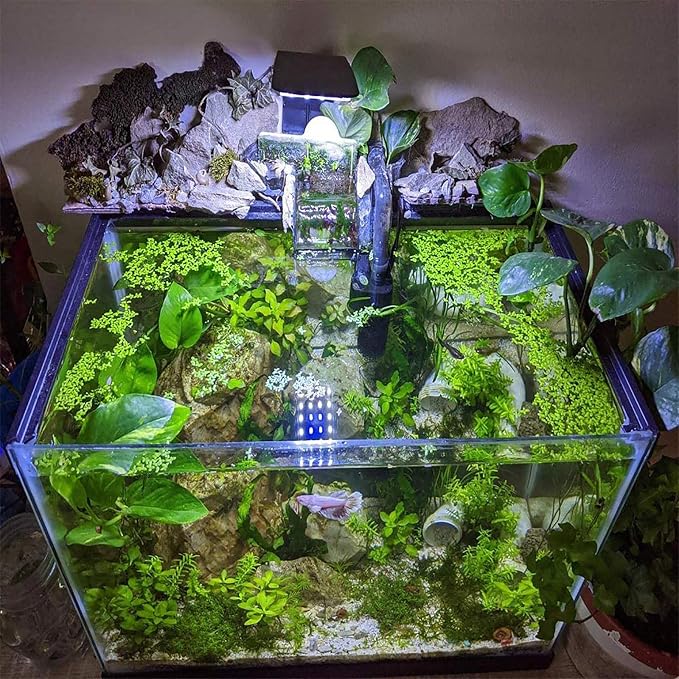 10W Super Slim Aquarium Fish Tank 5730 LED Light Clip-on Lamp Aquatic Plant Lighting (Black Body White+Blue Light)