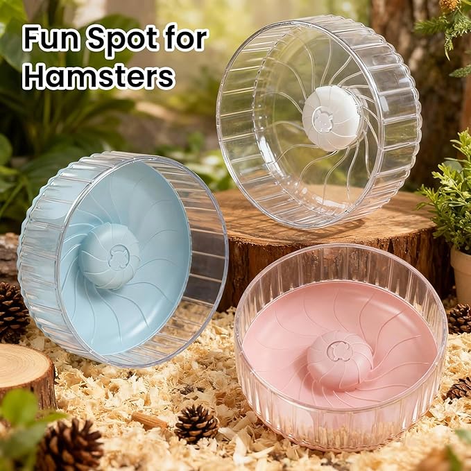 Silent Hamster Wheel, 10in Hamster Wheel No Stand, Double-Bearing Quiet Spinner for Syrian Hamsters, Hedgehogs, Mice & Small Pets, Pink