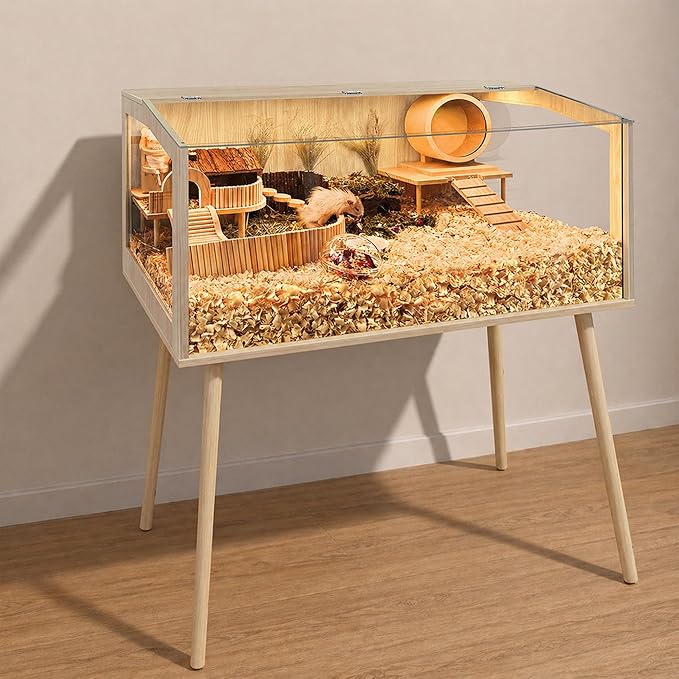 PROLEE Hamster Cage with Legs, Guinea Pig Cages Chew Proof, Hamster House, Hamster Cages and Habitats, Small Animal Cage, 48" L x 20" W x 47.5" H