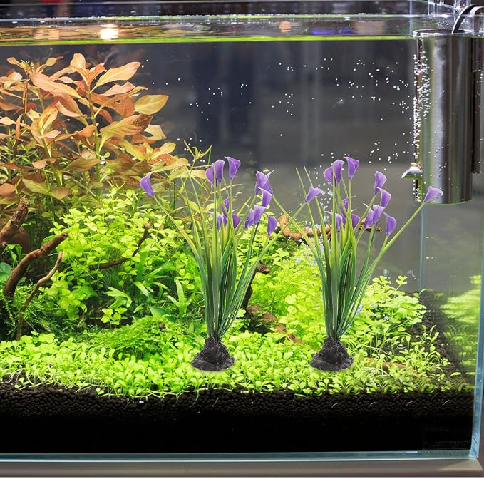 iplusmile Decorative Fish Tank Plant 2Pcs Realistic Silk Aquarium Plants for Fish Tank Supplies Aquarium Decor Plastic Water Plants for Home Office