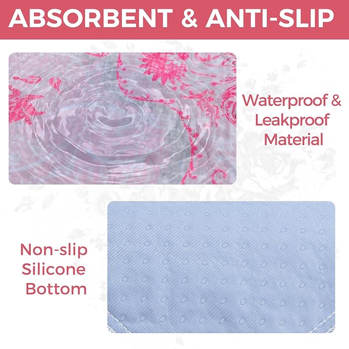 Homimp Cat Litter Mat, Litter Trapping Mat 2 Pack, Contains Mess from Box, Protects Floors,Urine Waterproof,Non-slip,Less Waste Cat Litter Box Mat,Soft on Kitty’s Paws,Washable,Absorbent,Pink 24"X36"