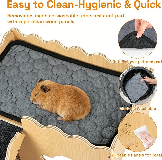 Guinea Pig Hideout Cave House - Natural Rock-Style Small Animal Hideaway for Guinea Pigs & Rabbits, Extra Large Indoor Habitat with Waterproof Liner Included, Chew Proof（Tunnel Style）