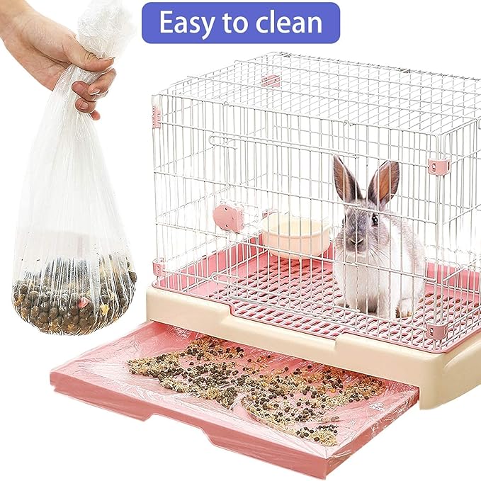 30 pcs Disposable Cage Liners, Clear Plastic Rabbit Cage Liner Bag, Universal Toilet Film for Bunny, Hamster, Totoro, Hedgehog, Guinea Pig and Small Animals(30pcs, 47in)