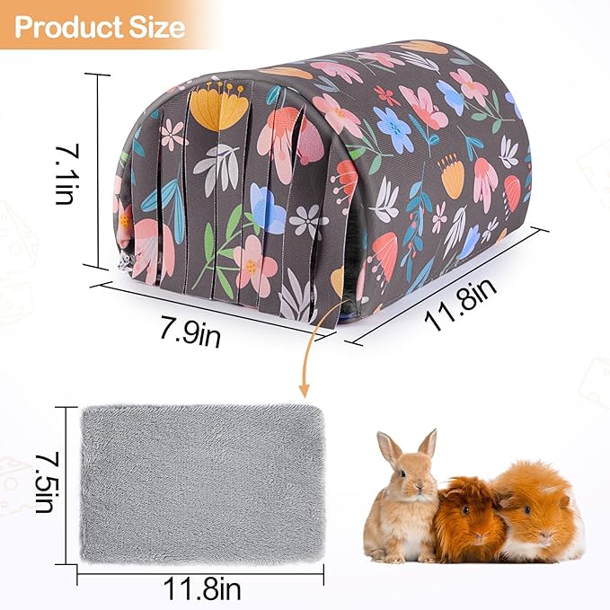 Guinea Pig Hideout Washable Guinea Pigs Tunnel with Curtains Hamster Hideout Cozy Guinea Piggy House Fit for Guinea Pig Cages Soft Guinea Pigs Accessories for Small Animals Hamster/Chinchilla/Bunny