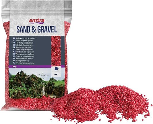 Croci Amtra Red Ceramized Quartz - Fine Quartz Aquarium Sand for Freshwater or Saltwater 2-3mm Grit 5kg Quantity