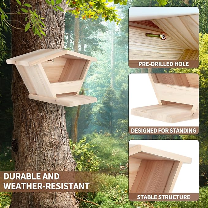 Wooden Dove Nesting Box with Triangular Opening - Outdoor Bird House for Doves to Nest and Roost, Flawless Garden Decor