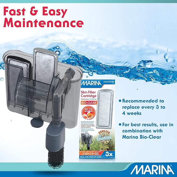 Marina Slim Filter Carbon Plus Ceramic Cartridge, (3 Pack) , 3 Cartridges each, White | 3 Cartridges Each
