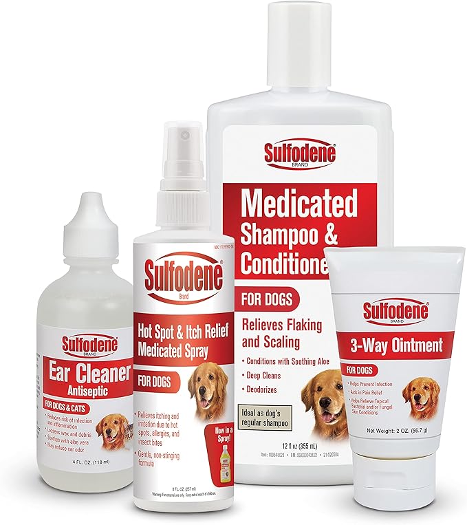 Sulfodene Dog Wound Care 3-Way Ointment, Relieves Pain & Prevents Infection for Dog Cuts, Scrapes, Bites and Injuries, 2 Ounce (Pack of 2)