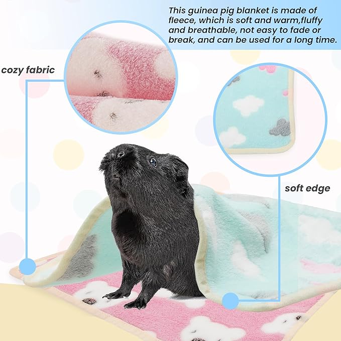 Guinea Pig Bedding Blankets - 6 Pack Soft Fleece Liner Small Animal Cage Accessories for Rat Hedgehog Chinchilla Hamster Rabbit Bunny, Washable Sleep Mat Bedding Accessories (13.7"*13.7")