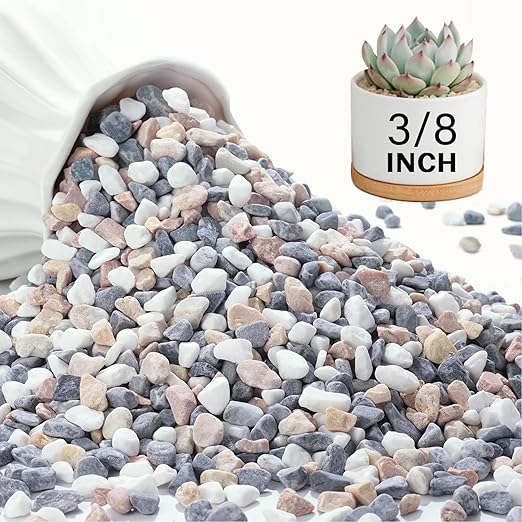 NUPICK 6 lbs Pebbles for Indoor Plants, 3/8 Inch Pea Gravel for Fish Tank, Decorative Rocks for Succulent, Natural River Stones for Vases, Cactus, Landscaping, Bird Bath, Aquarium, Mixed
