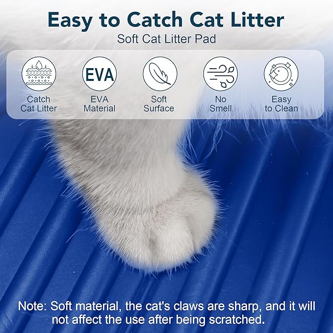 UPSKY Cat Litter Mat, Large Kitty Litter Trapping Mat Soft on Kitty Paws, Litter Box Mat Keep Floor Clean, 31" x 24" Waterproof and Washable Trapping Mats Catcher Pad for Scatter Control