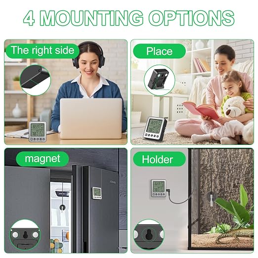 2 PCS Refrigerator Thermometer Digital Freezer Fridge Thermometer with Extra Sensor Digital Indoor outdoorthermometer Hygrometer max and min Remember White ZZ20