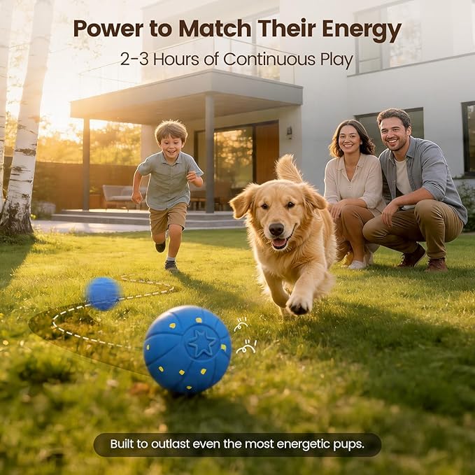 Invengo Interactive Dog Ball, Automatic Rolling Dog Toys with 3 Play Modes, E-TPU Material Dog Balls, IP65 Waterproof Interactive Dog Toys for Medium Dogs(Blue)
