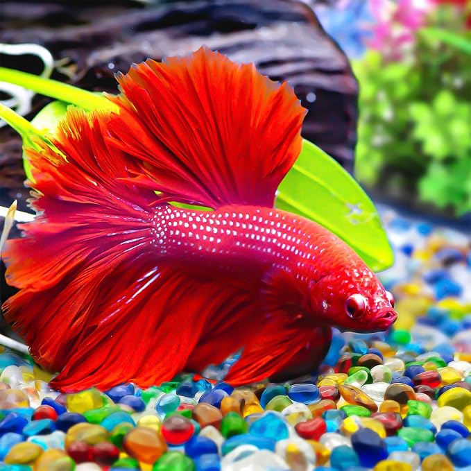 Keedolla 2 lbs/900g Fish Tank Rocks Gravel, Betta Fish Tank Beads Pebbles Aquarium Glass Rocks Stones Marbles Small for Fish Tank, Vase Filler, Succulent Plants Decor - Purple