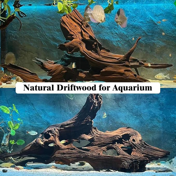 kathson Natural Driftwood for Aquarium Decor, 3-Piece 7''-11'' Large Driftwood for Decorations on Fish Tank, Reptiles Bearded Dragon Terrarium Ornament Accessories or Air Plants