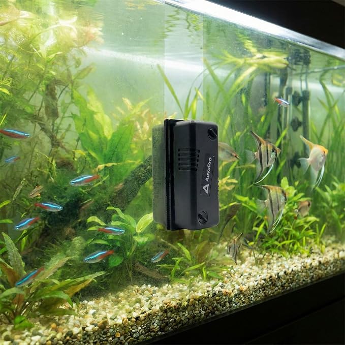 Magnetic Aquarium Glass Cleaner, Highly efficient Powerful Double Side Magnetic Fish Tank Brush and Corner Cleaner, Interchangeable Floating and Submersible (M 2.40x3.15x1.65in)