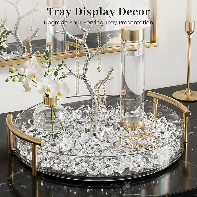 DOMESTAR Clear Fake Ice Rocks, 150 PCS Acrylic Crystal for Vase Fillers | Fake Diamonds for Table Centerpieces Wedding Party, Fish Tanks Decor Table Scatter DIY Craft Supplies Food Display