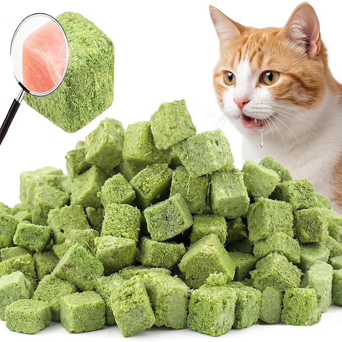 60g/2.12oz Cat Toy Cats Grass Treats, Fish Oil Kitten Grass Catnip Stick for Hairball Removal Teeth Cleaning Cats Edible Freeze Dried Kitty Lickable Chew Dental Snack for Indoor Kitty Food
