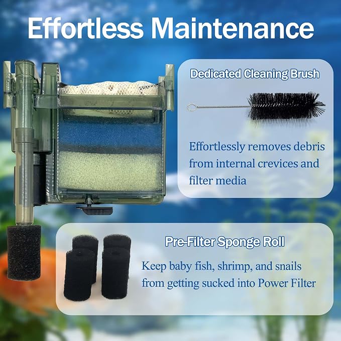 NEWKE 4 Sets of Three-Stage Filtration Filter for AquaClear 50 Power Filter | Maintenance Kit Replacement for Fish Tank Filter for 20 to 50 Gallon Aquarium, 3in1 Carbon & Ceramic ring & Foam & Pre-filter