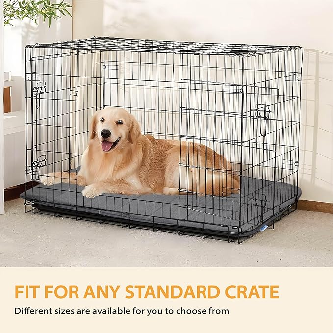 Dog Crate Pad for XX Large Dog - 47x29 Memory Foam Dog Bed, Washable & Anti-Slip Dog Bed Mat, Ultra Soft Kennel Pad for Dogs Cozy Sleeping Mat, Grey