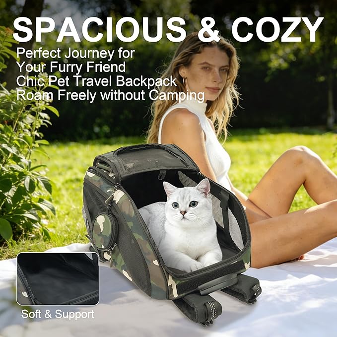 Dog Carrier Backpack for Medium Dogs up to 22 IBS, Dog Hiking Backpacks with Multi Compartment Storage & Adjustable Straps, Waterproof Pet Backpack for Climbing Cycling