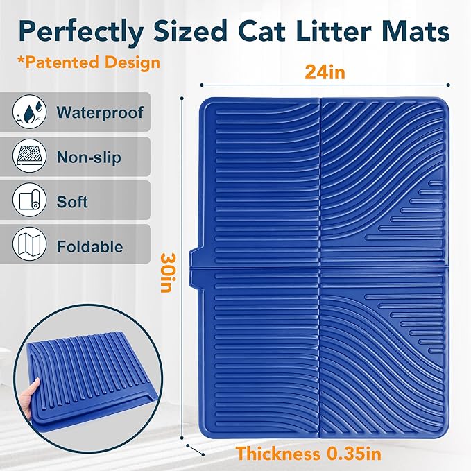 UPSKY Cat Litter Mat, Large Kitty Litter Trapping Mat Soft on Kitty Paws, Litter Box Mat Keep Floor Clean, 31" x 24" Waterproof and Washable Trapping Mats Catcher Pad for Scatter Control