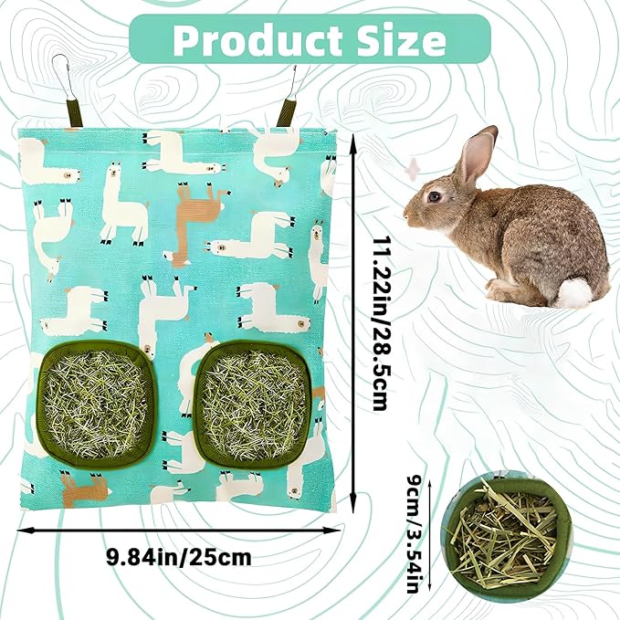 Hay Bag for Rabbits,2-Hole Guinea Pig Hay Feeder for Rabbits,Chinchillas,Hamsters,Small Pets