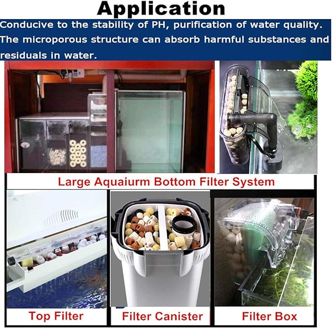 17OZ Aquarium Filter Mixed Ceramic Small Balls Media, Fish Tank Water Filtration Pond Filter Ceramic Rings Brown Volcanic Rock for Water Quality Improve, PH Adjust