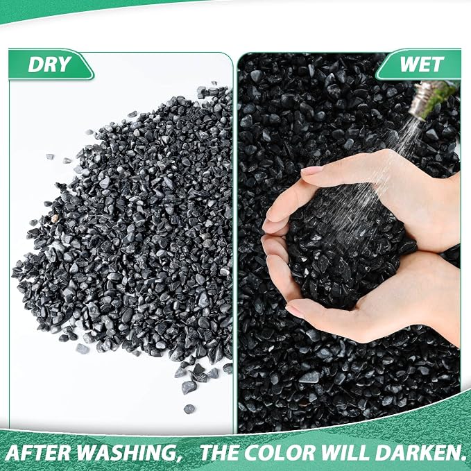Succulent Rocks for Plants Tiny Pebbles for Planters 7.8LB Pea Gravel Bulk Course Sand Soil Small Decorative Stones for Indoor Bonsai Pots Cactus Top Dressing Aquarium Garden Landscape, Black