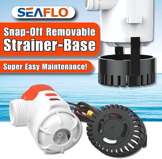 SEAFLO 01 Series 1100 GPH Bilge Pump – 12V, 1-1/8" Outlet, Marine Submersible Pump with Anti-Airlock Protection, CE & Rohs Certified, 4-Year Warranty | Reliable for Boats and Marine Applications