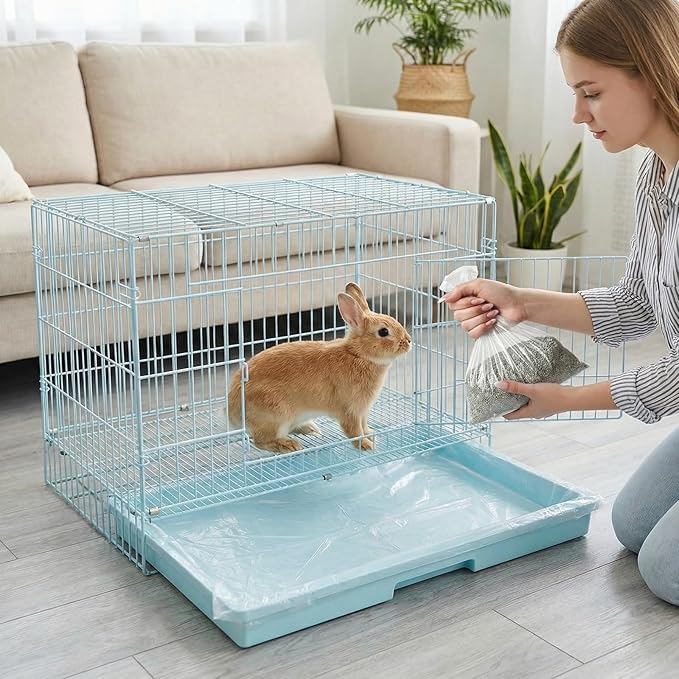 20PCS Disposable Plastic Cage Liners - 70cm Plastic litter pan liners for Small Animal Cages, Leakproof Cage Liners for Rabbits Guinea Pigs, Litter Box Film Liners for bunny rabbit litter box liners