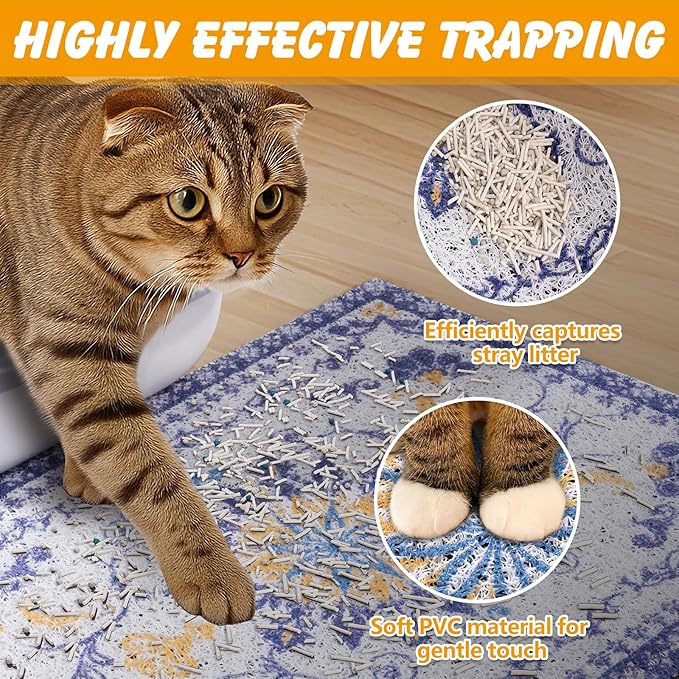 ondware Cat Litter Mat, 20x15 in Litters Box Mat Waterproof Non-Slip Easy to Clean Washable Trapping Mat for Kitty