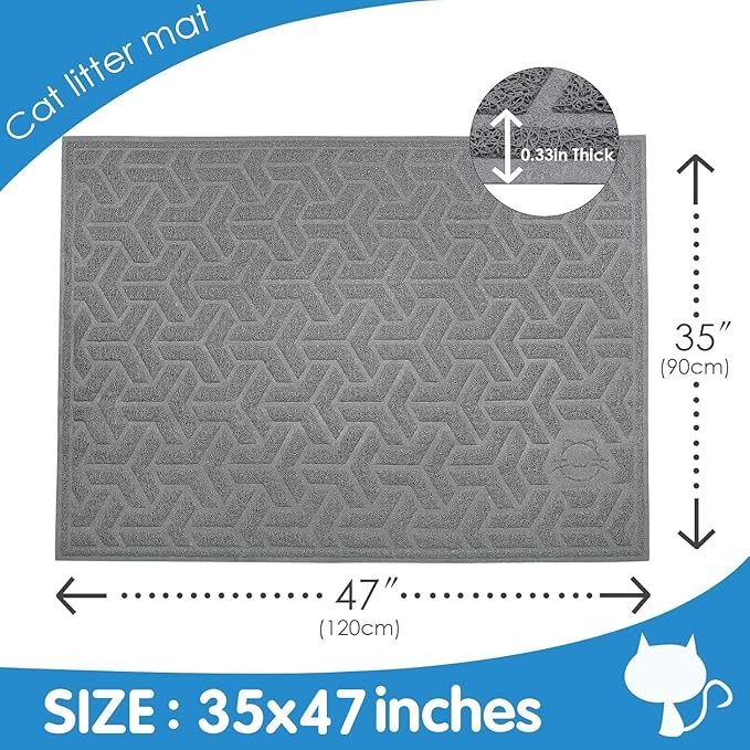 UPSKY Cat Litter Mat, XL Litter Trapping Mat Soft on Kitty Paws, Large Litter Box Mat 35" x 47" Scatter Control for Indoor Cats Waterproof and Extra Large Pretty Litters Carpet