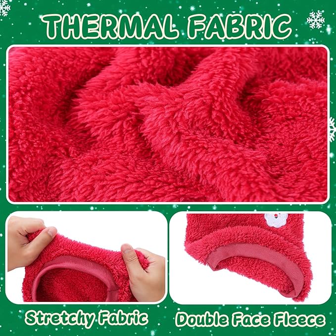 2 Pieces Dog Sweater for Small Dogs Winter Warm Puppy Sweater Fleece Cute Dog Clothes for Dogs Like Chihuahua Yorkie Thick Pet Clothing (Xmas Red, Green, X-Small)