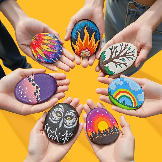 Simetufy 30 Pcs Extra Large 4-5 Inch Rocks for Painting, Flat Smooth River Stones for Art, Mandala, Natural Rocks to Paint for Kindness Stones Kids Craft (Pack of 2)