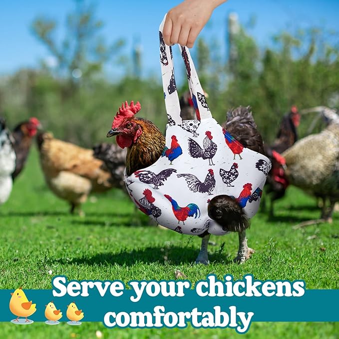 Paterr 2 Pack Chicken Holder Bag, Chicken Carrier Sling Catching Hand Bag Hen Sling with Handle Farm Supplies for Hen Rooster Transport Traveling Hiking Driving(White,11.8 x 11.8 Inch)
