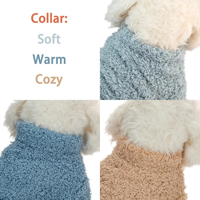 Dog Sweater, 3 Pack Sweaters for Small Dogs Girl, Dog Clothes for Medium Dogs Male or Boy, Ultra Soft and Warm Puppy Coat for Winter Christmas (X-Large, Light Blue+Blue+Khaki)