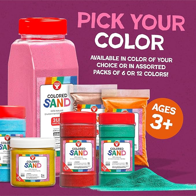 Hygloss Colored Sand for Crafts – 25 lb, Lavender – Vibrant Colorful Fine Sensory Play Sand Art Kits for Kids – Classroom Activities for Children 3 4 5 6 7 8 9 10 11 12 – Safe for Ages 3+