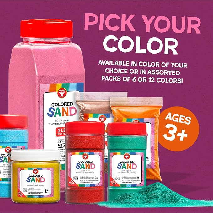 Hygloss Colored Sand for Crafts – 3 lb Bottle, Orange – Vibrant Colorful Fine Sensory Play Sand Art Kits for Kids – Classroom Activities for Children 3 4 5 6 7 8 9 10 11 12 – Safe for Ages 3+
