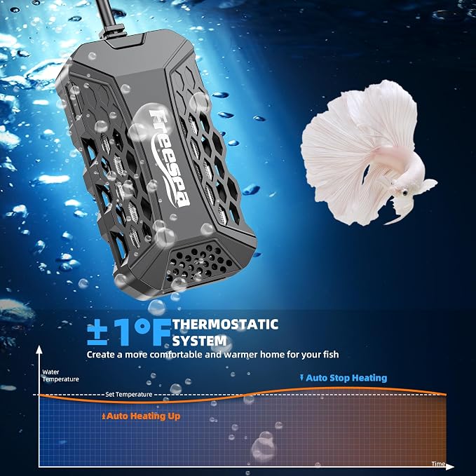 FREESEA Aquarium Fish Tank Heater: 100W Submersible Aquarium Heaters with Adjustable Digital LED Controller Leaving Water Automatic Stop Heating for 10-20 Gallon Turtle Freshwater Saltwater