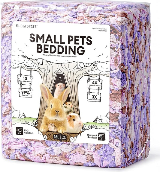 BUCATSTATE Hamster Bedding 15L, Truly 99% Dust-Free Small Animal Paper Bedding Odor Control, Cozy Hamster Litter for Rabbit Rat Syrian Dwarf Hamsters Gerbils (Wildflower)