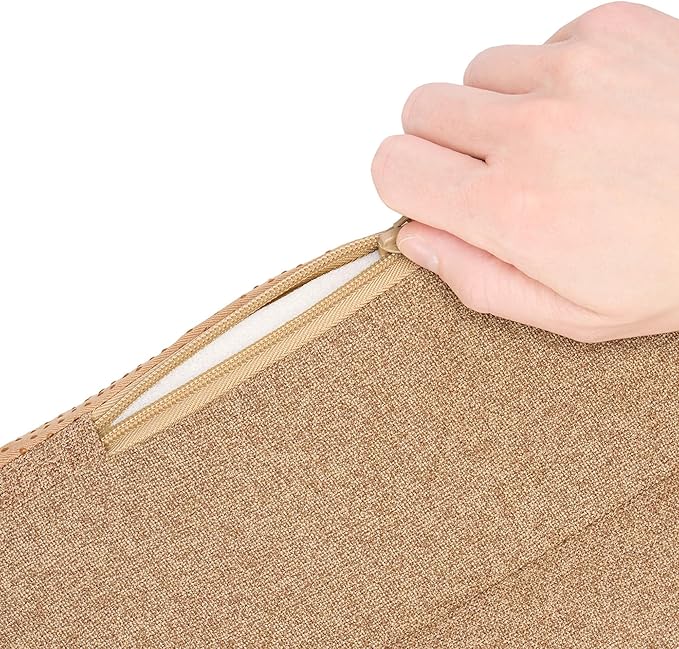 FurHaven Jumbo (32"x40") Orthopedic Dog Bed – Birch Faux Fur & Soft Faux Linen Modern Sofa Pet Bed, CertiPUR-US Foam, Removable Washable Cover, Nutmeg
