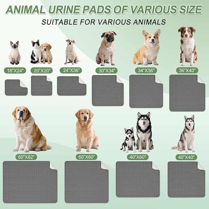 Washable Pee Pads for Dogs, 2 Pack Reusable Puppy Pads Dog Pads, Non-Slip Dog Pee Pads, Leakproof Pet Pee Pads Wee Wee Pads for Dogs. (Dark Grey, 34"x36"(Pack of 2))
