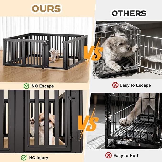 Dog Playpen, Clear Dog Pen, Dog Pen Indoor, Easy to Install and Remove Dog Play Pen, Puppy Playpen Suitable for Dogs, Cats,Dog Playpen Indoor (Black, 23.6 inch Height, 12 Panels)