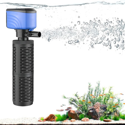 50-150 Gallon Submersible Aquarium Filter, Internel Fish Tank Filters for Large Tanks, Whisper Turtle Tank Filter for Small Pond, Saltwater & Freshwater, 12-Inch