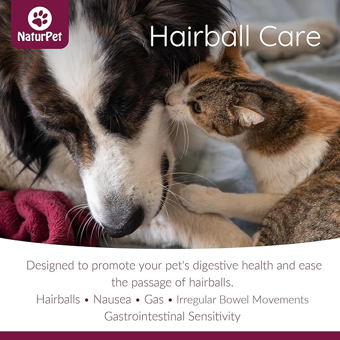 NaturPet Hairball Care | Natural Herbal Drops to Support Digestion, Hairballs, Gas, Bloating | Cats& Dogs | 100mL